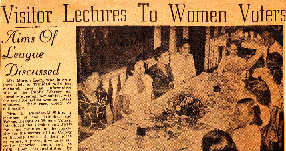 Clipping of article from Trinidad newspaper Visitor Lectures to Women Voters