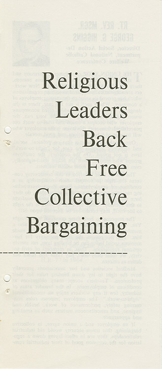 Religious Leaders Back Free Collective Bargaining. 1965.
