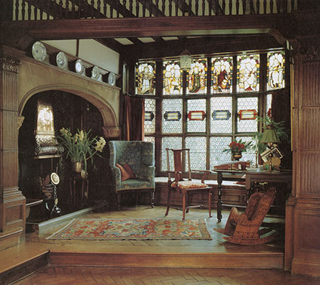 Enrance Hall at Whightwick Manor with Morris designed fabric