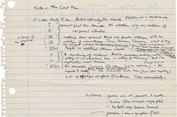 Page of handwritten text from Thom Gunn