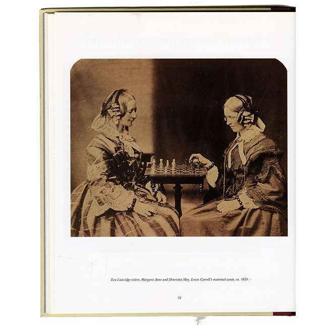 wo Lutwidge sisters, Margaret Anne and Henrietta May, Lewis Carroll's maternal aunts ca. 1859 - playing chess