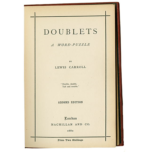 Doublets, A Word-Puzzle title page
