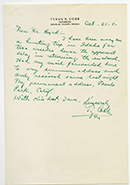 Letter from baseball Hall of Famer Tyrus “Ty” Cobb