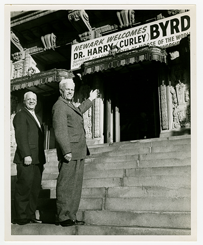 Byrd on the steps of the Moose Lodge in Newark