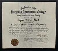 Byrd's college diploma