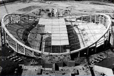 Aerial view of Capital Centre under construction