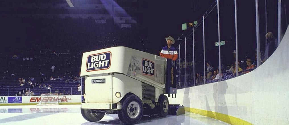 Zamboni and operator on the Captial Centre ice rink