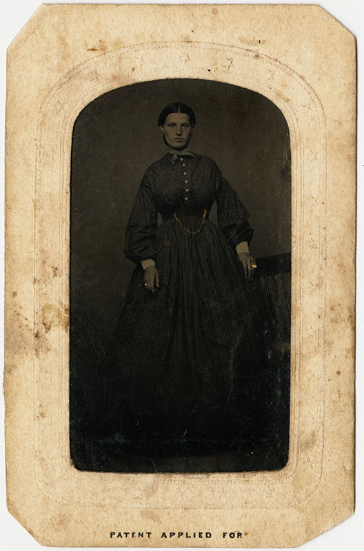 Photo of a woman in a decorative paper frame