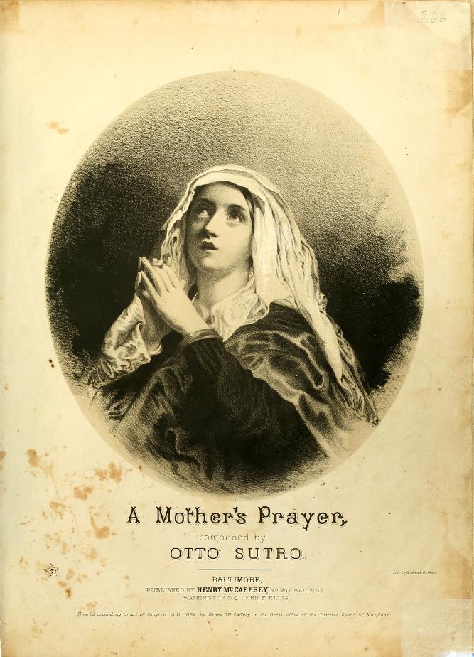 cover page for sheet music shoing a woman with her hands pressed together in prayer