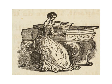 Drawing of a woman playing piano