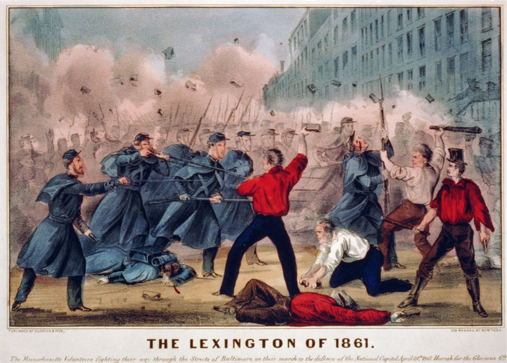 Illustration of the clash in Baltimore on April 19, 1861.