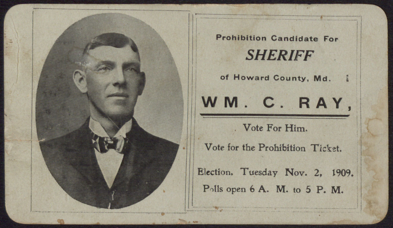 Prohibition candidate for Sheriff card