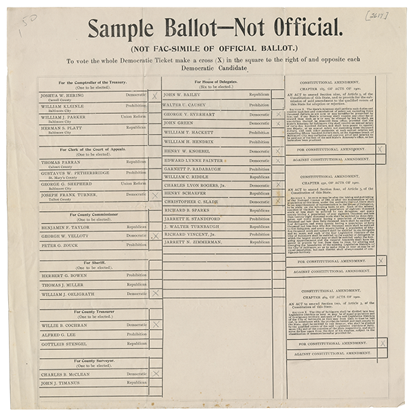 Maryland State sample ballot