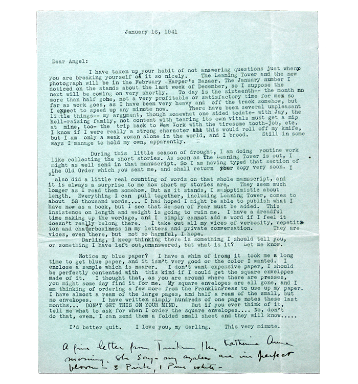 January 16, 1941 letter