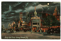 Loop the Loop Rollercoaster at night on Coney Island