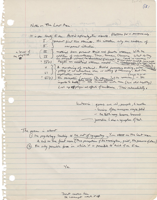 Handwritten page from Thom Gunn's Journal