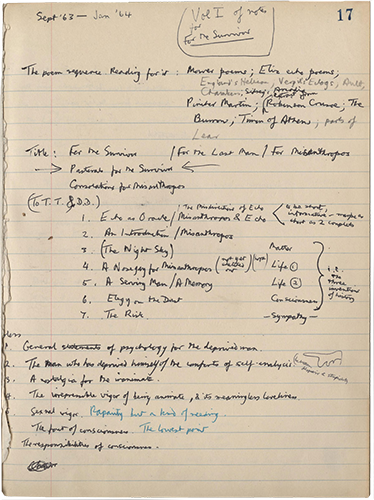 Notebook entries, November 23, 1957, page 1