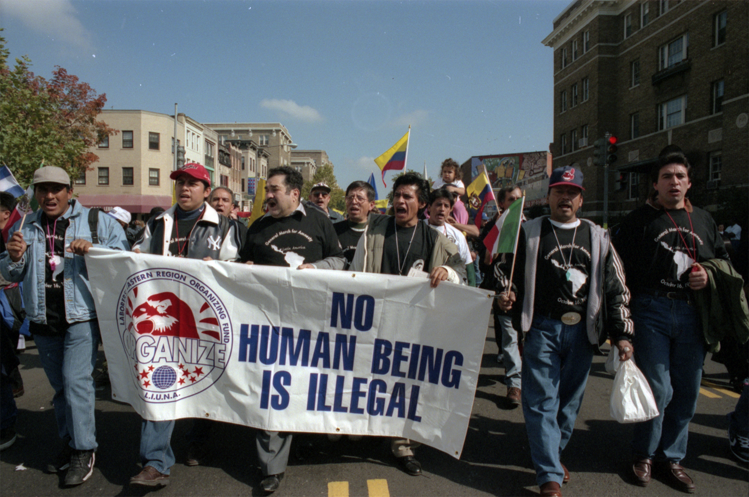 Laborers International Union of North America (LIUNA) members march for immigrants' rights, Washington DC, Dec. 1999