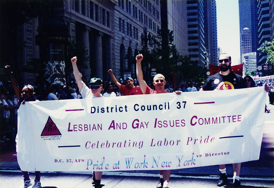 Lesbian and Gay Issues Committee members of American Federation of State marching in the San Francisco Pride Parade 1996