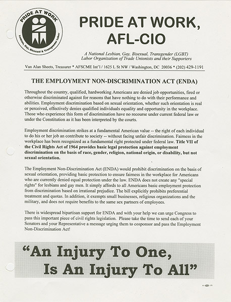 'The Employment Non-Discrimination Act' flyer