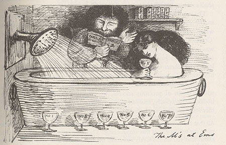 Cartoon of William Morris and Jane Morris