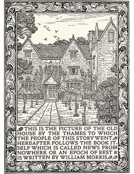 woodcut depicting Kelmscott Manor