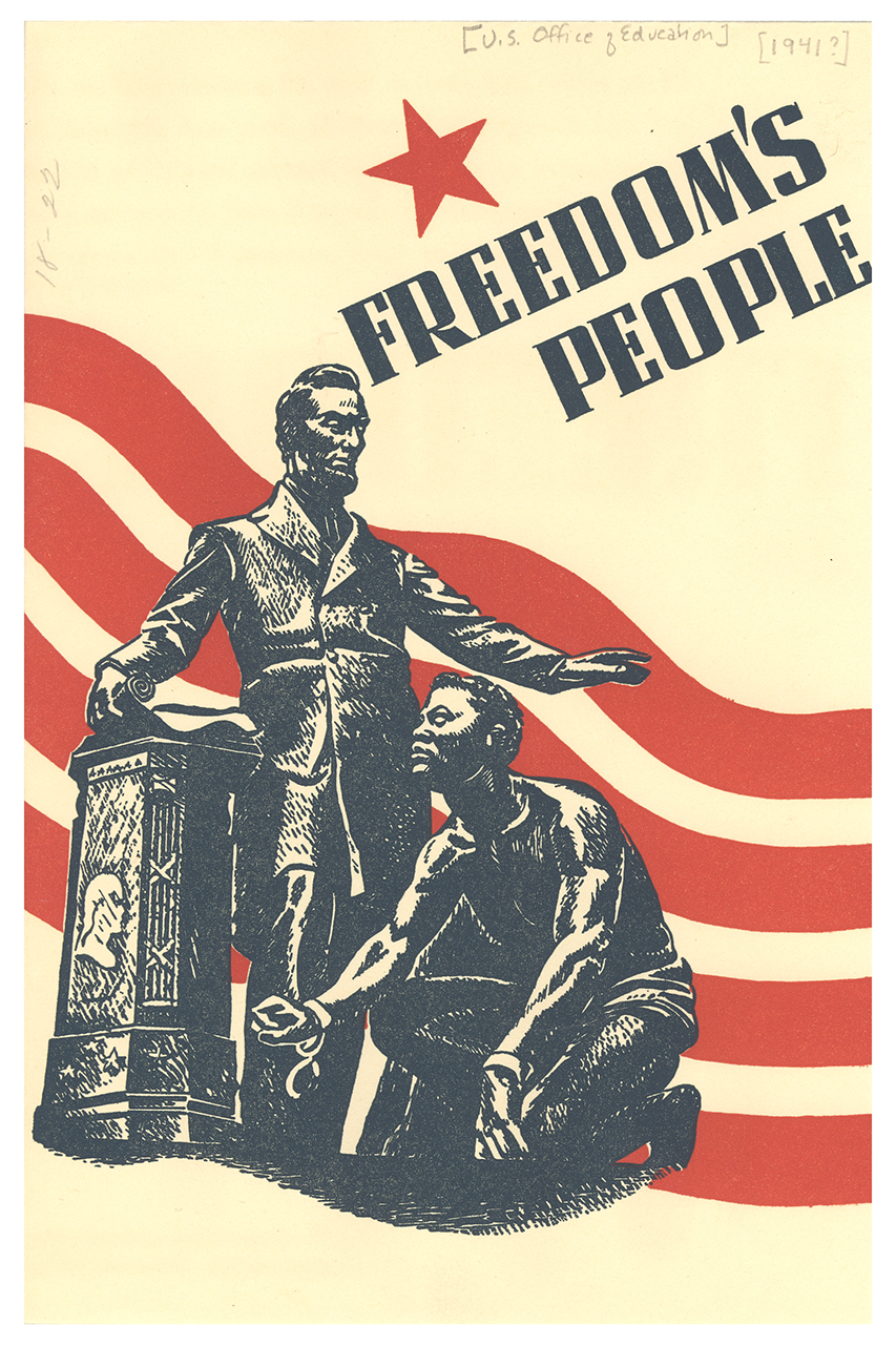 Poster for Freedom's People depicting Abraham Lincoln and an enslaved person
