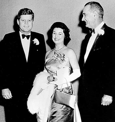 Ann Corrick with John F. Kennedy and Lyndon B. Johnson