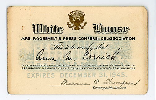 Eleanor Roosevelt's press pass