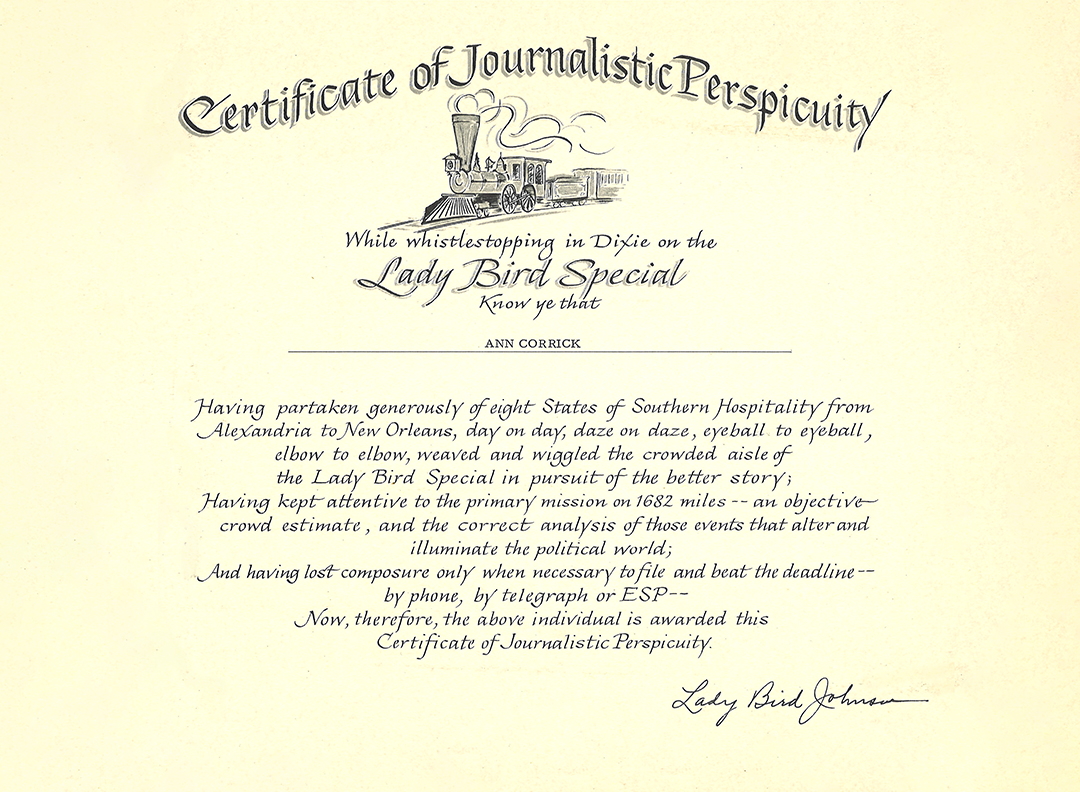 "Lady Bird Special" certificate