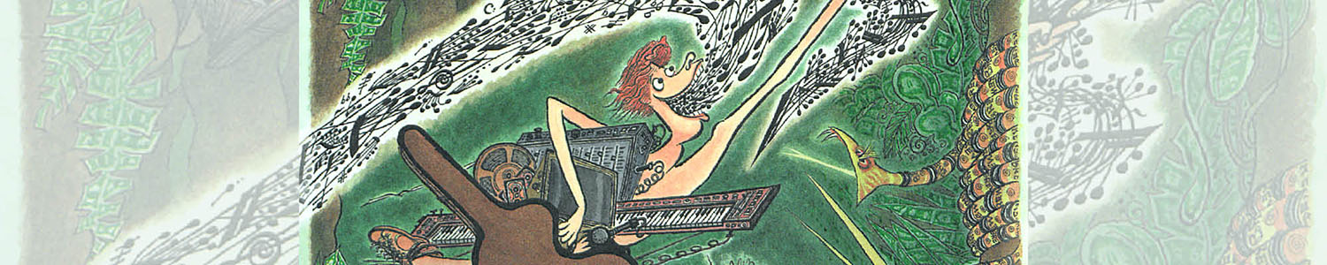 Cartoon from book cover of Through the Jingle Jungle