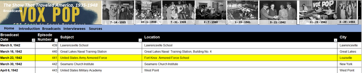 Program Guide entry showing different broadcast dates