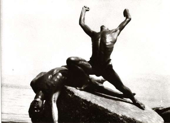 Pino Mlakar and Albrecht Knust posed on rock