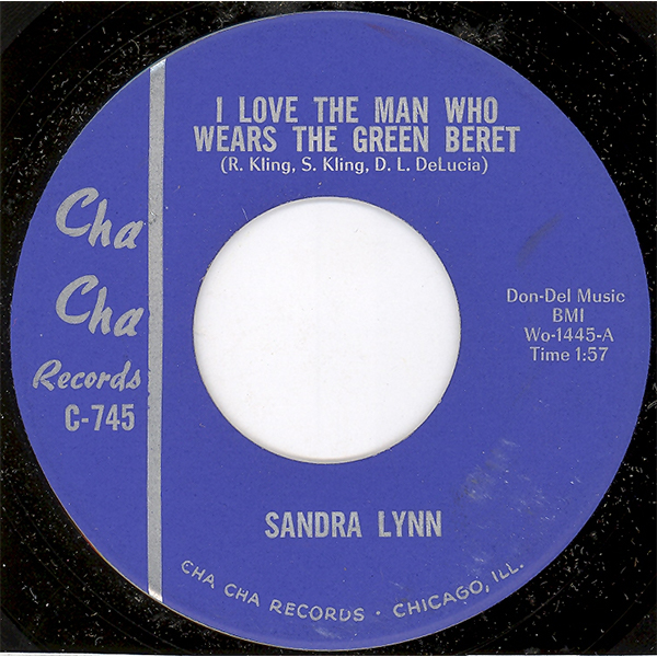 Label of single 'I Love the Man Who Wears The Green Beret' by Sandra Lynn