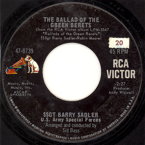 Label of single 'The Ballad of the Green Berets' by SSgt Barry Sadler