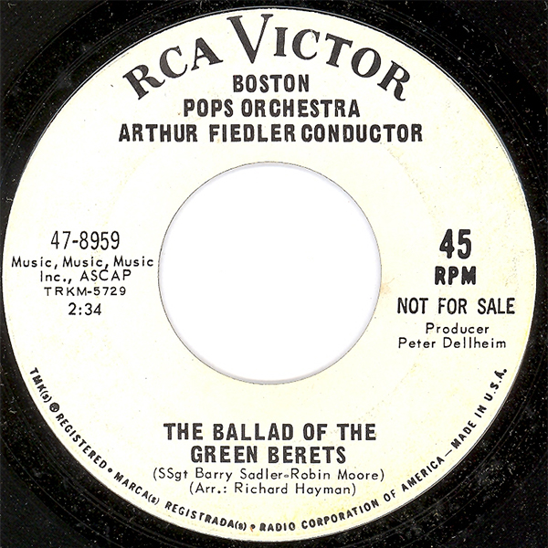 Label of single 'The Ballad of the Green Berets' by the Boston Pops