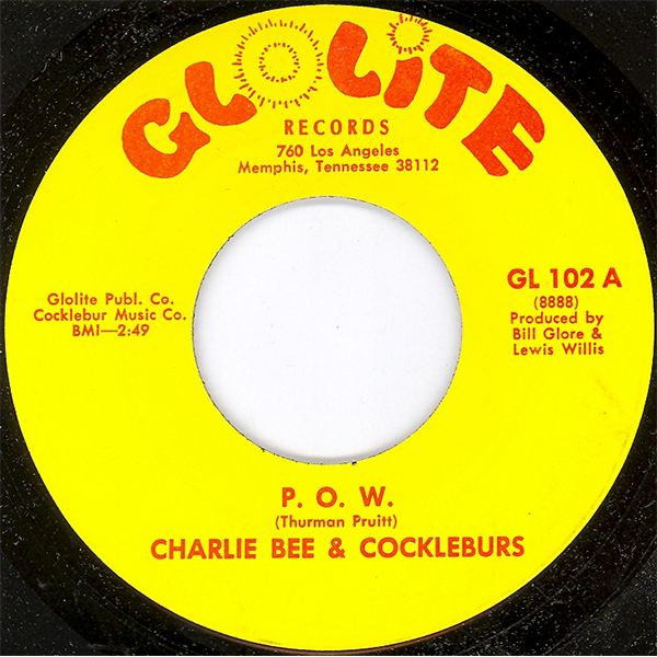Label of single 'P.O.W.' by Charlie Bee and the Cockleburs