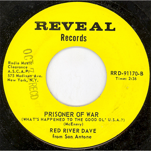 Label of single 'Prisoner of War' by Red River Dave