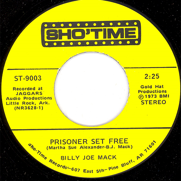 Label of single 'Prisoner Set Free' by Billy joe Mack