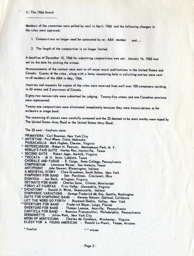 Report of the Ostwald Award Committee, 1964