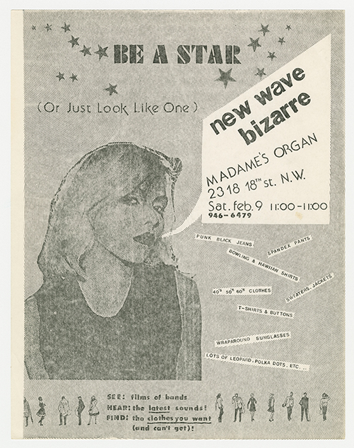 New Wave Bizarre (clothes and films) flier