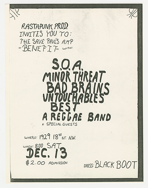 S.O.A., Minor Threat, Untouchables etc. flier