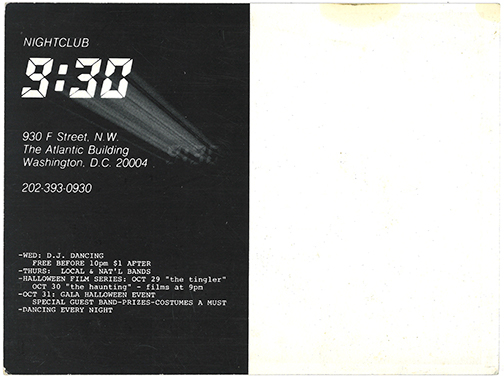 930 Club Promo Postcard