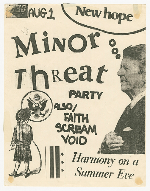 Black and white flier with various text and images, including a man in formal attire with a speech bubble that says 'New Hope'.