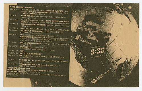 Clipping of a list of March events on a background image of a model of the earth.