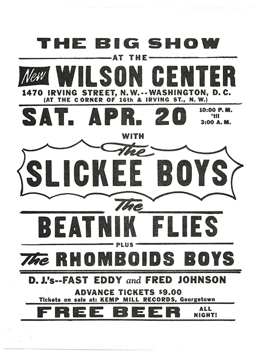 Slickee Boys Flyer with bold black type on a white background.