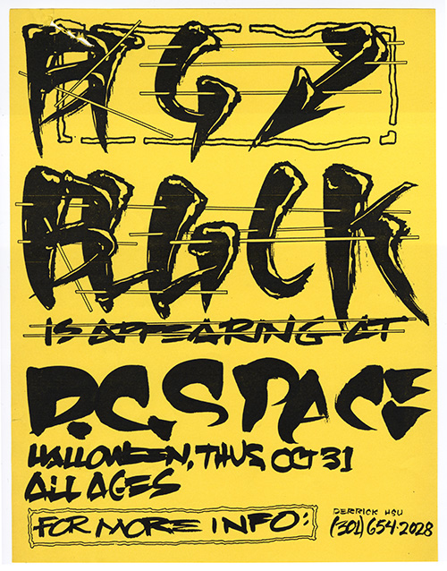 Big Black flyer on yellow paper with title written in thick, dark marker script.