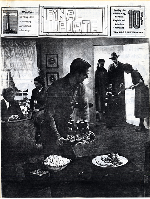 Final Update cover with a black-and-white photo fo a man setting down a tray of bottles while a family arrives at the door.