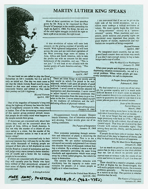 Reverse of Positive Force Martin Luther King, Jr. Day flyer