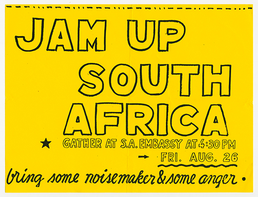 Jam Up South Africa percussion protest Flier